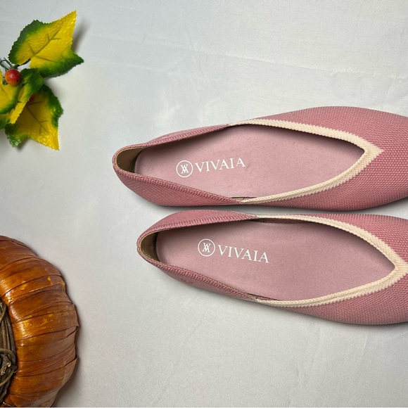 Vivaia Pointed Toe V-Cut Flats Ash Rose Pink Ballet Shoes Size 38.5 - Picture 5 of 11